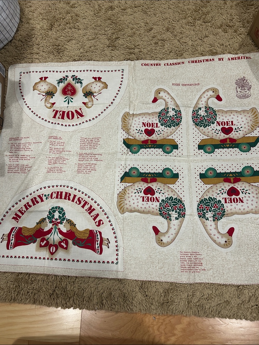 Vintage Country Christmas Goose fabric